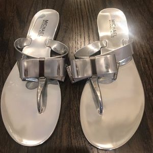 Silver Michael Kors Sandals w/ Bow (Like New!)